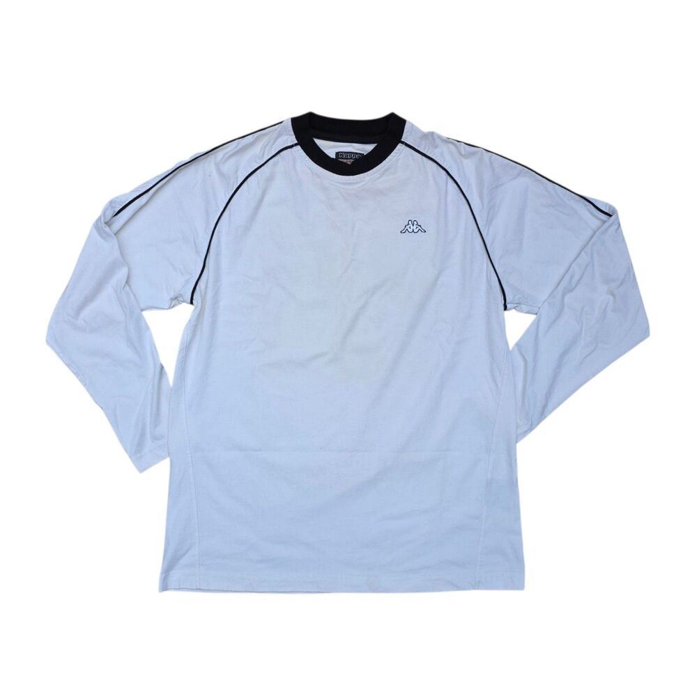 Vintage Kappa Men's White Long Sleeve Ringer Shirt Size Large